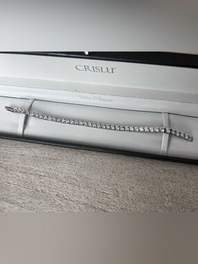 CRISLU 4mm Brilliant Tennis Bracelet in Sterling Platinum 7”